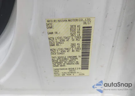2017 Nissan Nv Cargo Nv1500 Sv V6 from USA, damaged, VIN 1N6BF0KM1HN808229
